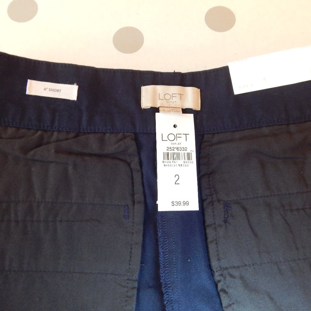 Loft Outlet 6" Twill Shorts Navy Sz 2 NWT - Picture 10 of 14
